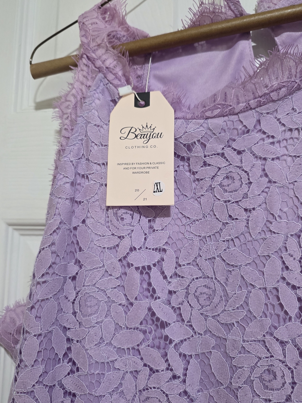 Lavender Lace A-Line Sleeveless Dress - Picture 4 of 6